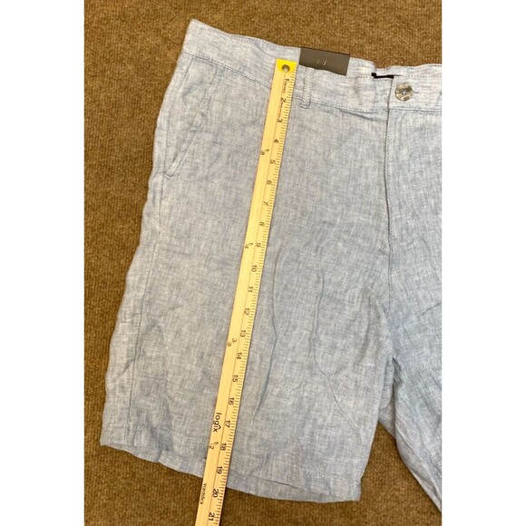 Saks Fifth Avenue Chino Shorts Mens 38 Flat Front Blue Linen Relaxed - Picture 2 of 9